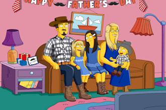 draw you in custom yellow cartoon portrait