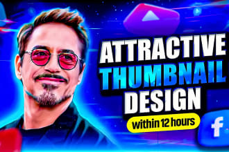make amazing attractive youtube thumbnail designs in 12hr, CTR x5 boosting views
