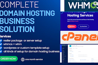 setup full web hosting website, reseller business with setup whmcs or whm cpanel