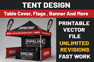 do canopy tent, back wall sides wall,table cover, flags , banner