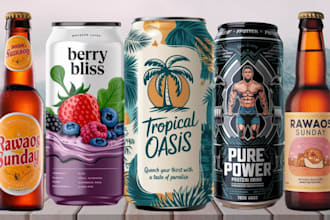 do label logo for beer can energy drinks juice beverage soda tea seltzer booster