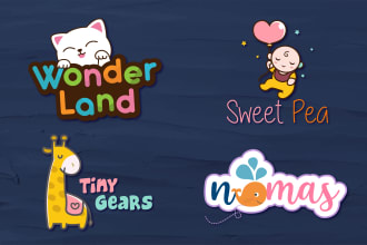 design cute kids, baby store, toy shop, baby product logo