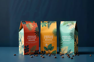 design premium coffee or tea packaging, label, pouch, box