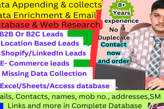 do company or clients data appending enrichment and web research potentially