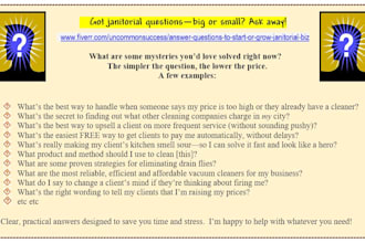 answer questions to start or grow janitorial biz