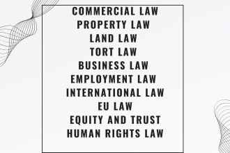 do commercial law, tort law, land law, comparative administrative law tasks