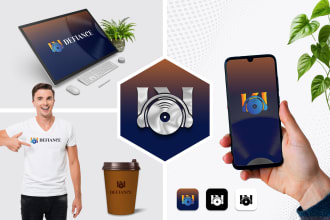 design flat app icon and website logo design with branding kit