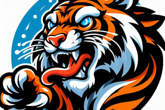 do unique tiger mascot logo design