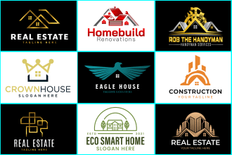design building, real estate, realtor, construction and company logo