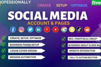 create, setup, and optimize social media accounts and pages