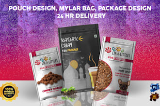 do luxury pouch, weed mylar bag and supplement label design