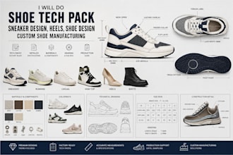 do shoe tech pack, sneaker design, heels, custom shoe manufacturing