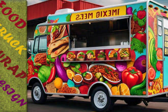 design eye catchy food truck wrap, vehicle wrap, food camper, food trailer wrap