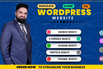 copy clone website, duplicate website and fix wordpress websites