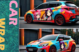 design creative and professional racing car wrap, vehicle wrap, livery wrap