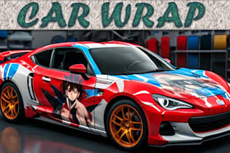 design eye catching and branding racing car wrap, car wrap, sports wrap, itasha