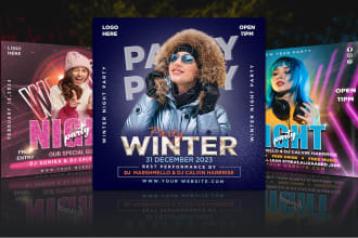 create event party, gym, winter and all type flyer design