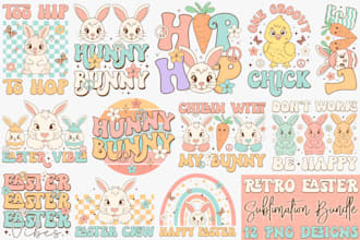 create retro sublimation, easter, st patricks day, mama, png designs bundle