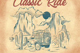 make a  vintage illustration