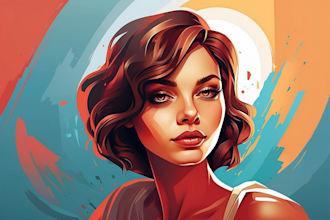 do make vector portrait illustration digital art for you