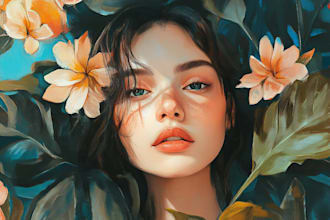 draw botanical character logo and friendship portrait