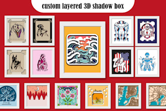 design 3d shadow box svg for cricut and laser cut