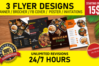 design food flyer, restaurant menu or menu board design