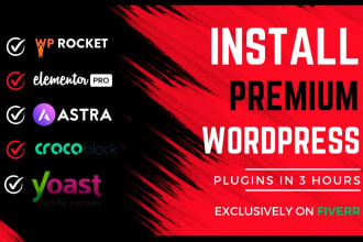 install wp rocket, elementor pro, astra pro, crocoblock wordpress plugins