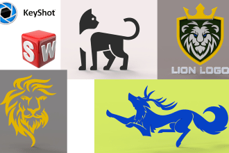 convert 2d design into 3d logo with stl file and rendering images