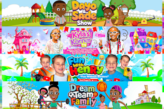create banner and logo kids for youtube channel