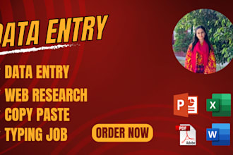 data entry, web research, copy paste