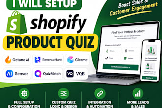 setup shopify product quiz octane ai revenuehunt gleame ai sensez quizmatch vqb