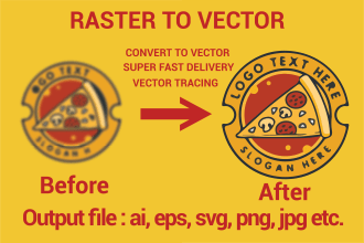 do raster to vector tracing image to vector manul redraw vector ai, eps, svg etc