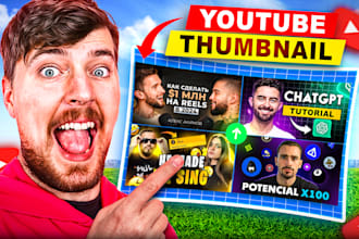 design amazing, viral, attractive, and clickbait youtube thumbnails in 3hrs