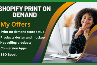 setup shopify print on demand store or printful, printify web store