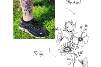 draw birth flower tattoo design for you