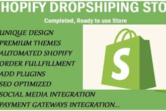 create shopify dropshipping store, shopify store setup, shopify website design