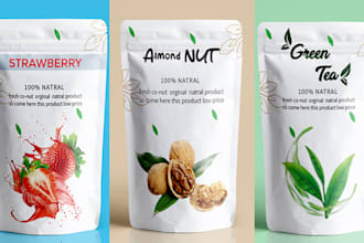 design pouch bag, label, mailer bag, and product packaging design