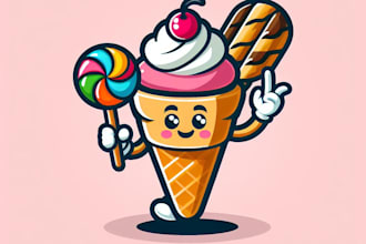 do pastry cake candy ice cream mascot logo design for your business