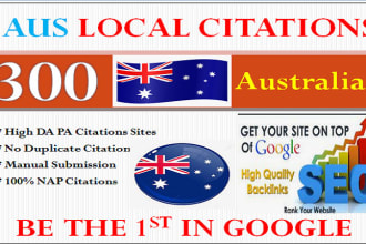do 300 australia local citations and directory submission