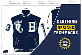 design clothing tech pack fashion flat sketch apparel design