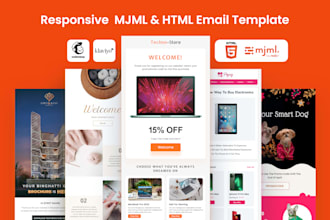 design mjml and HTML email template, newsletters, for email marketing campaign