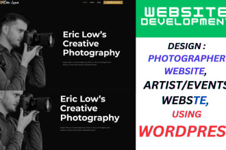 design photography website for photographer artist events gallery videography