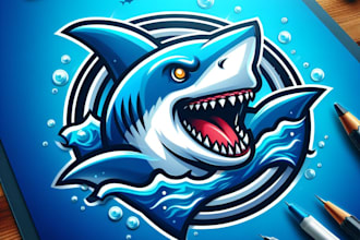 create amazing shark mascot logo for your company