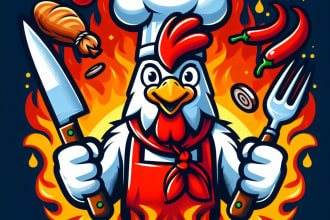 make a high quality rooster chicken mascot logo for you with new concept