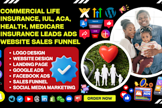 generate commercial life, iul, aca insurance leads health, auto medicare website