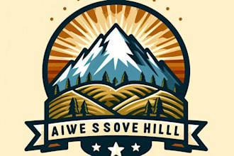 give awesome unique mountain hill vintage mascot  logo design