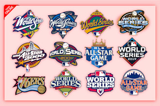 custom nba, world series, mlb, nfl, all star and parody logo for your brand