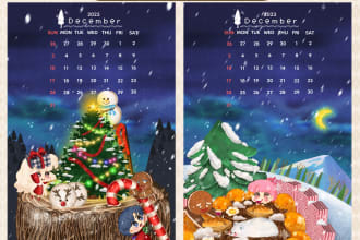 draw an cute complex  illustration for your special calendar