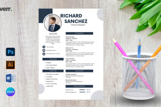 design modern resume or professional CV, resume design, on canva